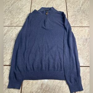 SOLD Brooks Brothers Cashmere Blend Blue 1/4 Zip Men’s Sweater Size XL